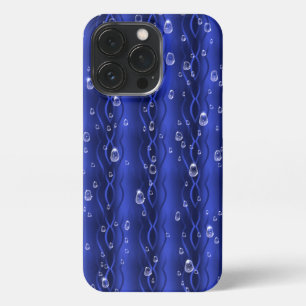 Raindrops on blue Metal iPhone 13 Pro Case