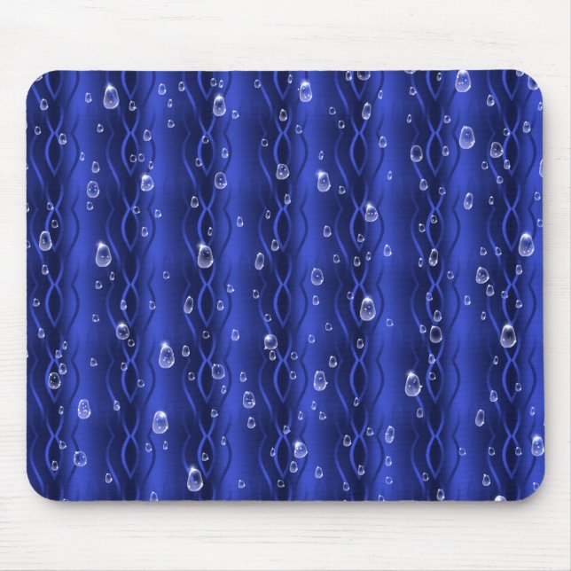 Raindrops on blue Metal Mouse Mat (Front)