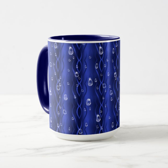 Raindrops on blue Metal Mug (Front Left)