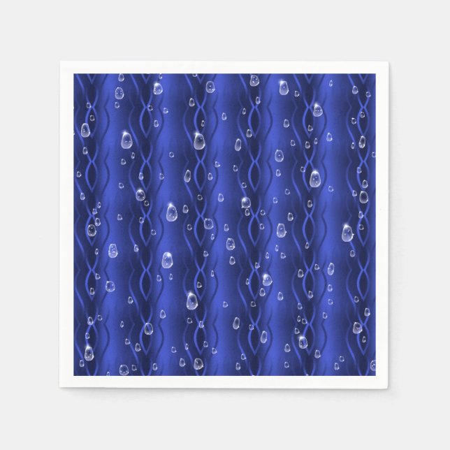 Raindrops on blue Metal Napkin (Front)