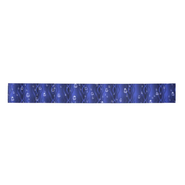 Raindrops on blue Metal Satin Ribbon (Front)