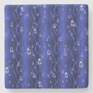 Raindrops on blue Metal Stone Coaster