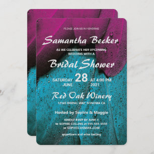 Raindrops on Colourful Feathers Bridal Shower Invitation
