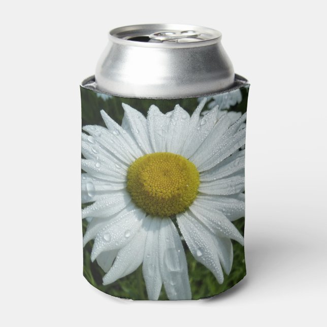 Raindrops on Daisy II Can Cooler (Can Front)
