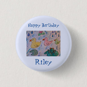 Raindrops on Ducklings Birthday 3 Cm Round Badge