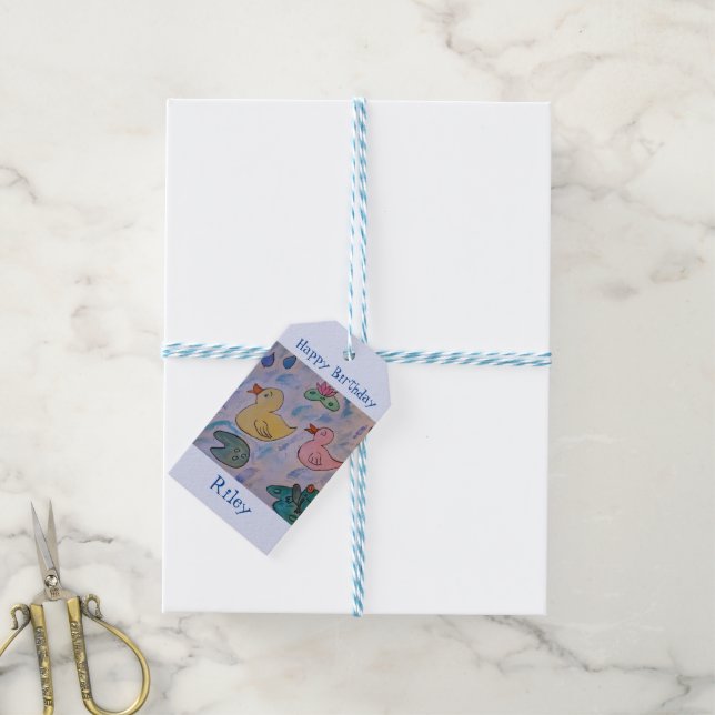 Raindrops on Ducklings Birthday Gift Tags (With Twine)