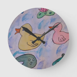 Raindrops on Ducklings Clock