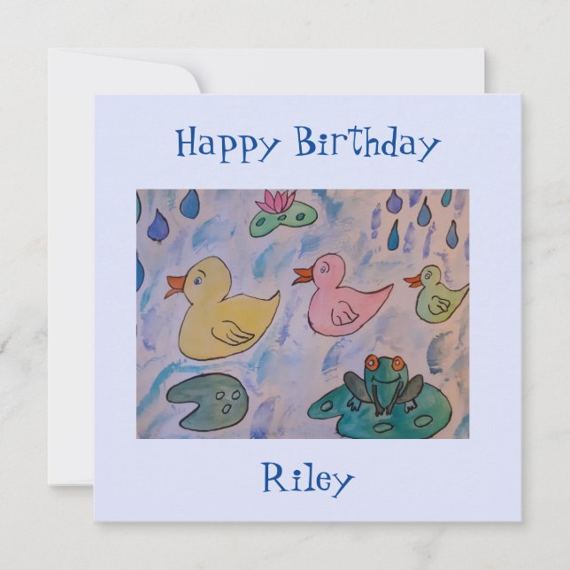 Raindrops on Ducklings Flat Birthday Card (Front)
