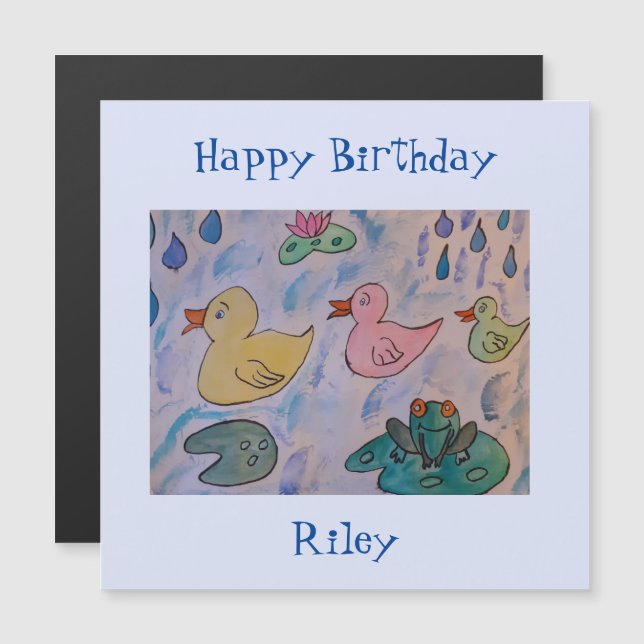 Raindrops on Ducklings Magnetic Birthday Card (Front/Back)