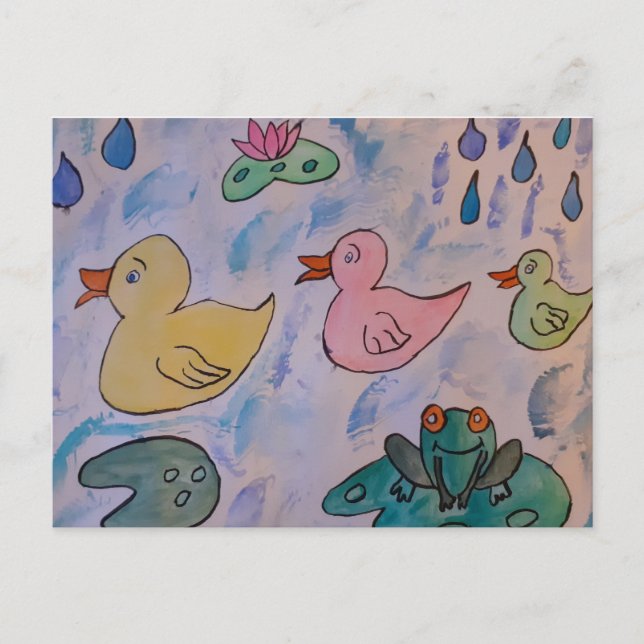 Raindrops on Ducklings Postcard (Front)