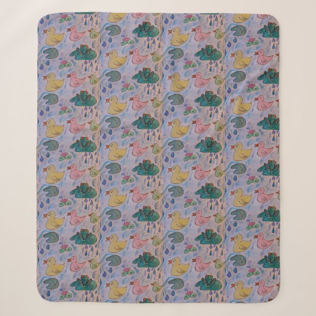 Raindrops on Ducklings Sherpa Blanket (Front)