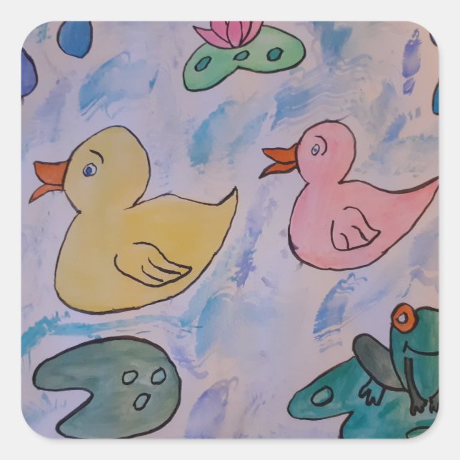 Raindrops on Ducklings Sticker (Front)