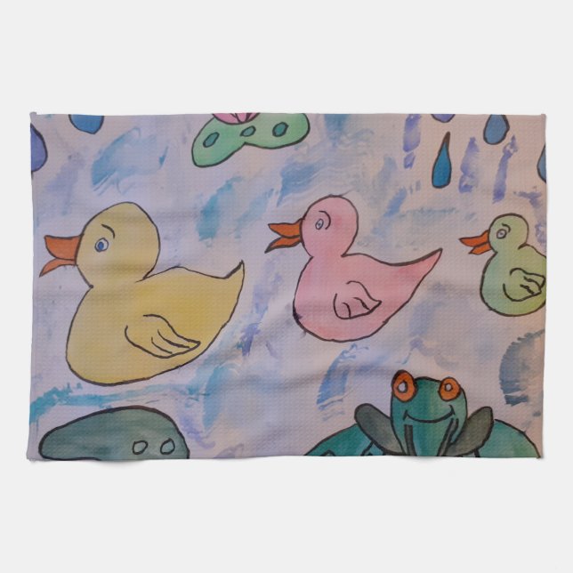 Raindrops on Ducklings Tea Towel (Horizontal)