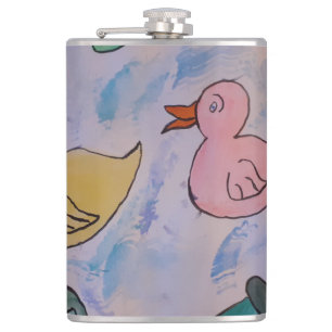 Raindrops on Ducklings Vinyl Wrapped Flask