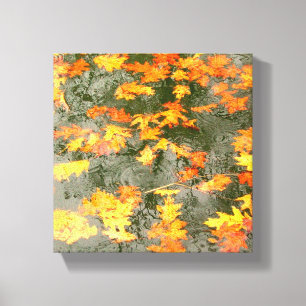 raindrops on fallen leaves wrapped canvas