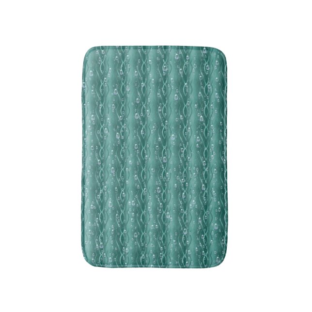 Raindrops on green Metal Bath Mat (Front Vertical)