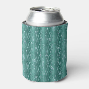 Raindrops on green Metal Can Cooler