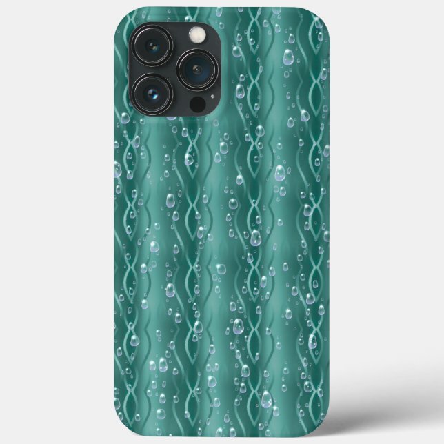 Raindrops on green Metal Case-Mate iPhone Case (Back)