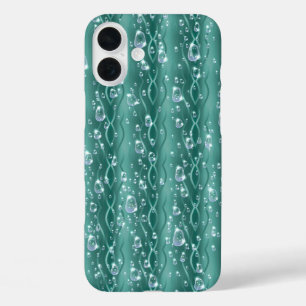 Raindrops on Green Metal iPhone 16 Plus Case