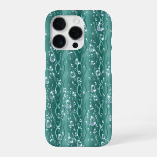 Raindrops on Green Metal iPhone 16 Pro Case