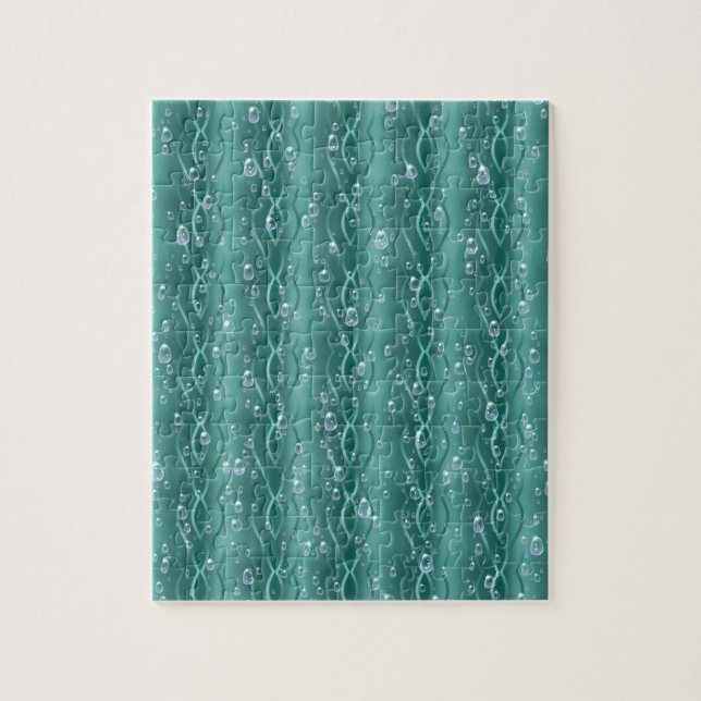 Raindrops on green Metal Jigsaw Puzzle (Vertical)