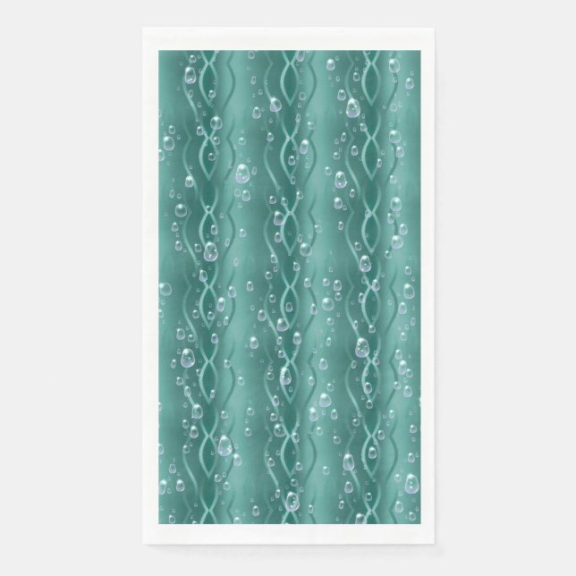 Raindrops on green Metal Napkin (Front)