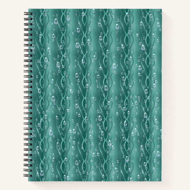 Raindrops on green Metal Notebook (Front)