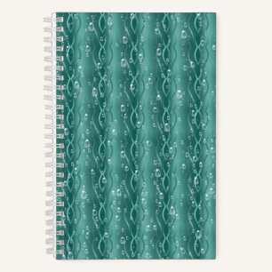 Raindrops on green Metal Notebook