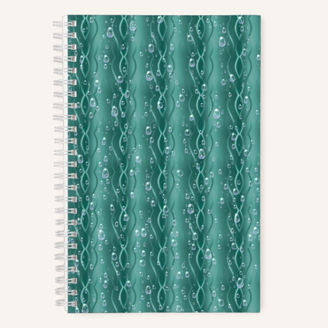 Raindrops on green Metal Notebook (Front)