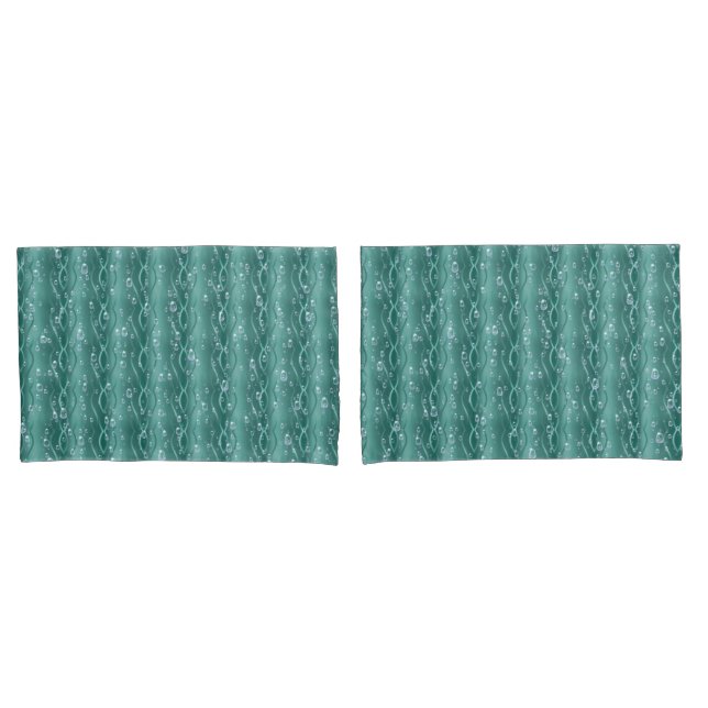 Raindrops on green Metal Pillowcase (Front-Set)