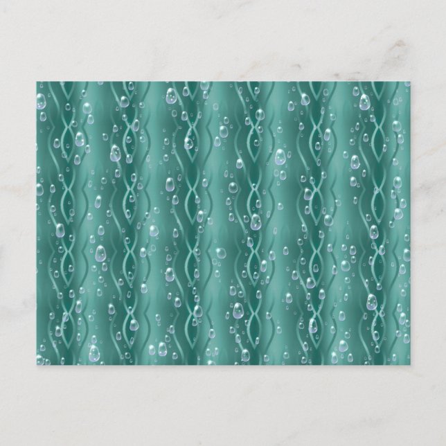 Raindrops on green Metal Postcard (Front)