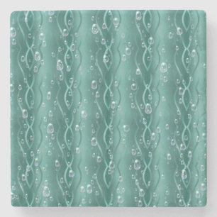 Raindrops on green Metal Stone Coaster