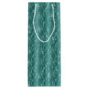 Raindrops on green Metal Wine Gift Bag