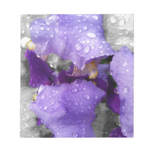 raindrops on iris notepad