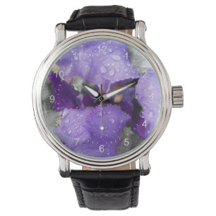 raindrops on iris watch
