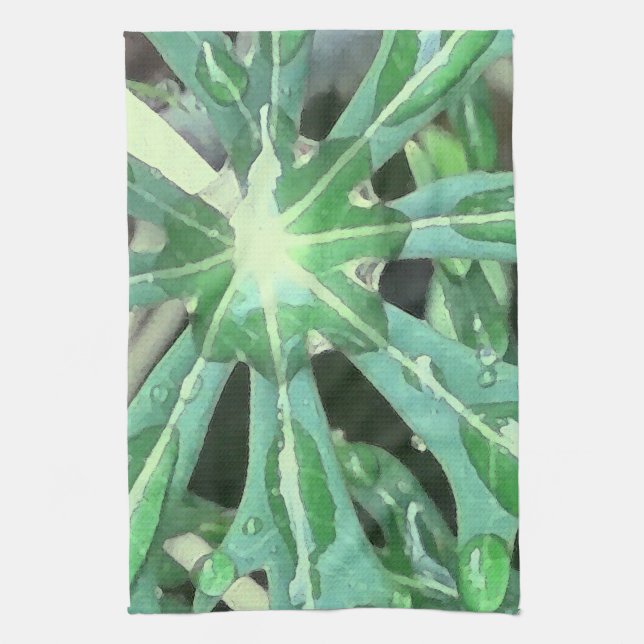 Raindrops on Leaves Tea Towel (Vertical)