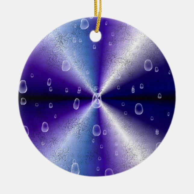 Raindrops on Purple Rainbow Ceramic Tree Decoration (Front)