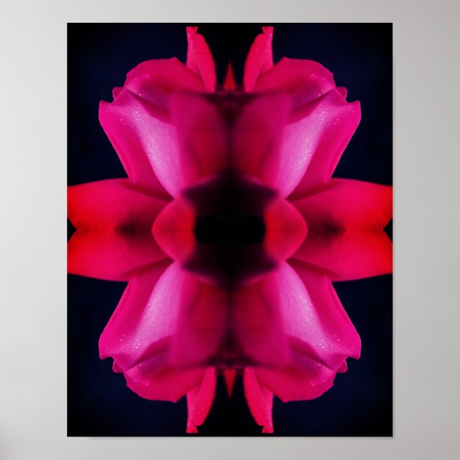 Raindrops On Red Rosebud Abstract  Poster (Front)