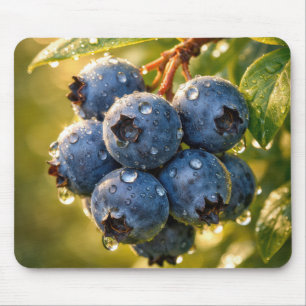 Raindrops on Ripe Blueberries Mouse Mat