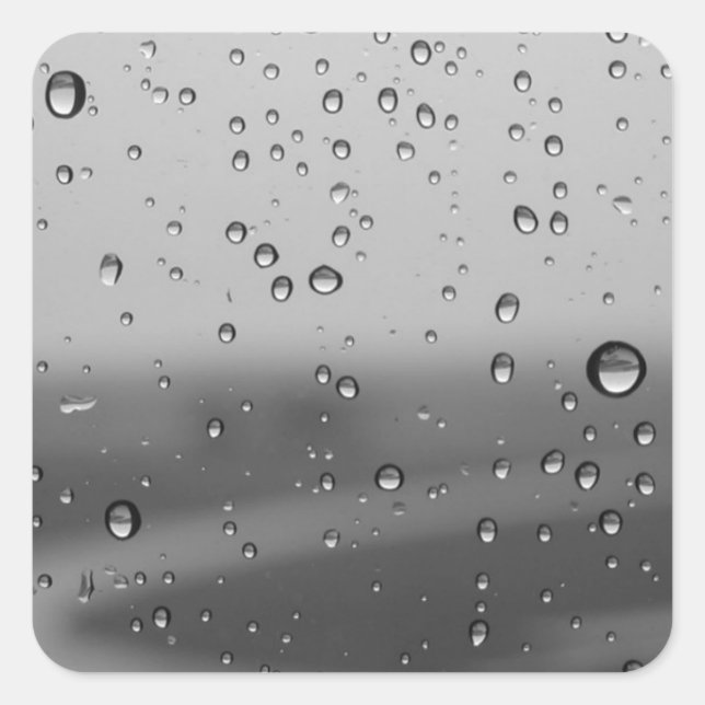 Raindrops On Silver Background Square Sticker (Front)