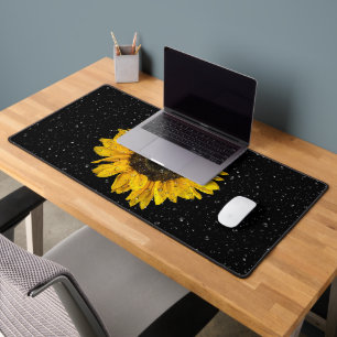 Raindrops On Sunflower Desk Mat