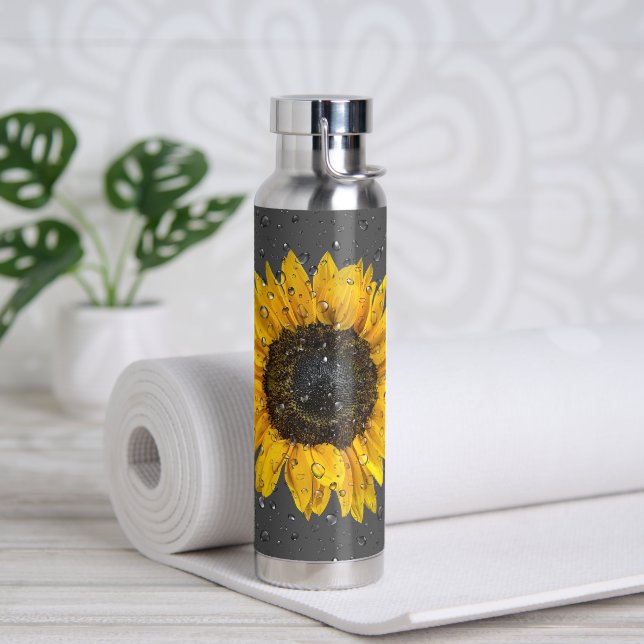 Raindrops On Sunflower Water Bottle (Yoga)