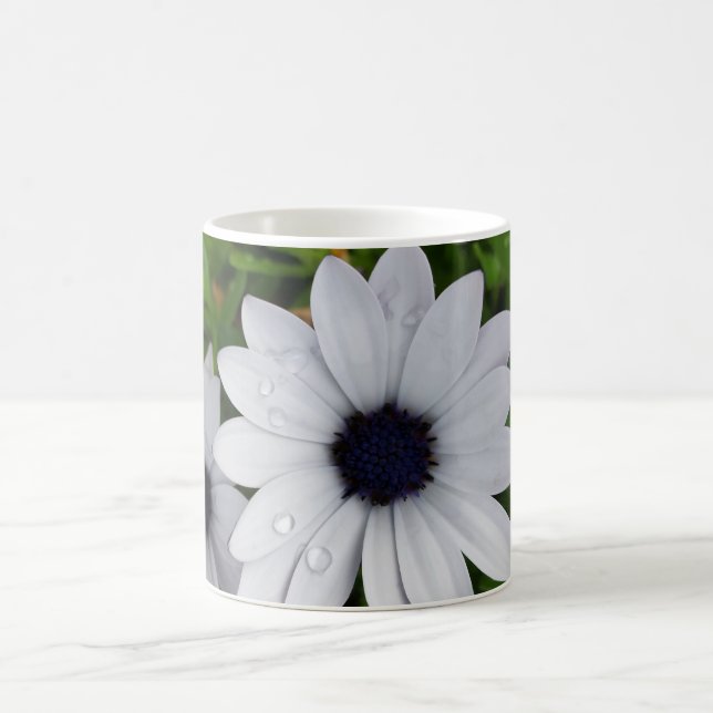 raindrops on white coffee mug (Center)