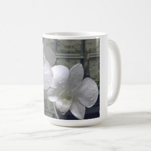 "RAINDROPS ON WHITE ORCHIDS" COFFEE MUG