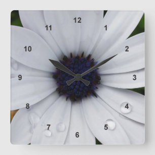 raindrops on white square wall clock