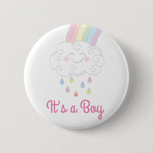 Raindrops Rainbow Baby Shower 6 Cm Round Badge