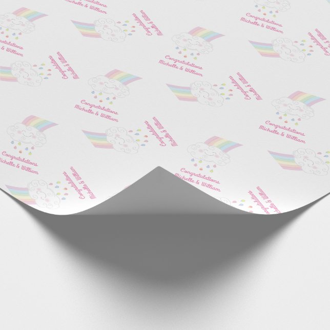 Raindrops Rainbow Baby Shower Wrapping Paper (Corner)