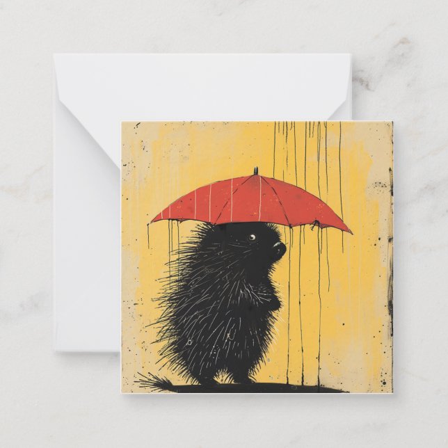 Raindrops & Resolutions: Start Anew with Porcupine Card (Front)