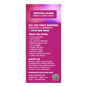 Raindrops, Window Cleaning Service Price List Rack Card