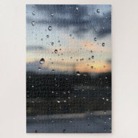 Raindrops Window Sunset Over Islington London UK